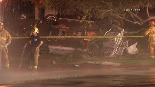 Hydrant Rollover Hit &amp; Run Crash / Los Feliz   RAW FOOTAGE