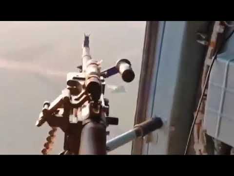 Shooting down kamikaze drone Shahed 126 by the Mi 8 helicopter of the Ukrainian army