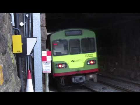 Irish Rail 8100 class dart train departing Sandycove & Glasthule station, Co Dublin