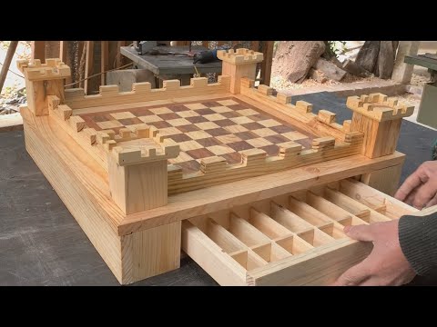 Woodworking Ideas From Scrap Wood // The Process Of Building A Very Meticulous And Unique Chessboard