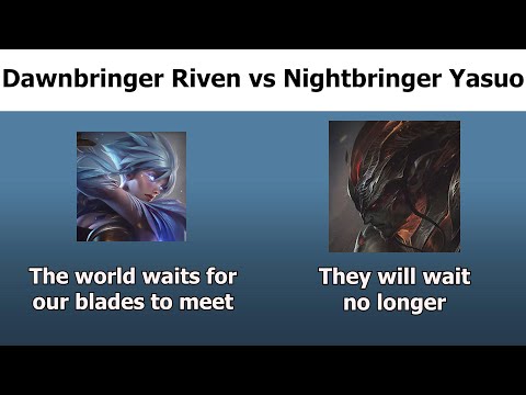 The Poetic Quote battle between Dawnbringer Riven and Nightbringer Yasuo