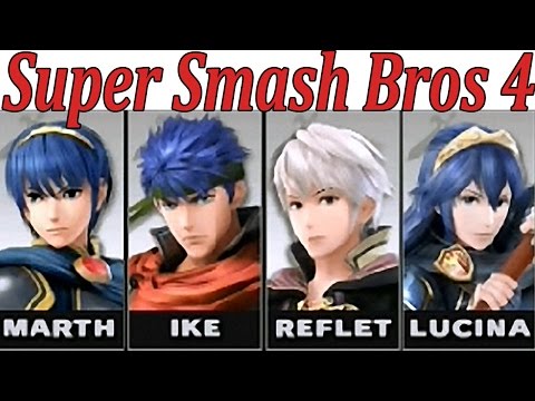 Marth Vs. Lucina Vs. Ike Vs. Robin - Super Smash Bros. 4 (3DS/WII U) + Roy