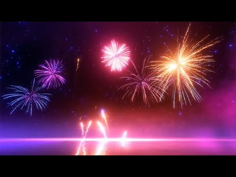 Feuerwerk mit Happy New Year und Musik