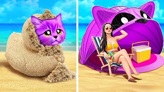 CatMap On The Beach🤡🦄 *Viral Camping Gadgets And Crafts*