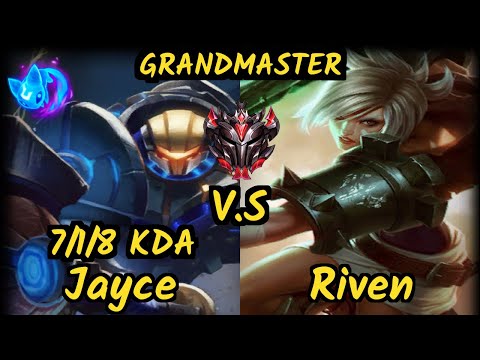 BIG WhiteKnight (JAYCE) vs RIVEN - 7/1/8 KDA TOP GAMEPLAY - EUW Ranked GRANDMASTER