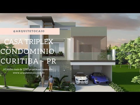 Projeto triplex com cobertura condomínio Curitiba - PR fachada moderna