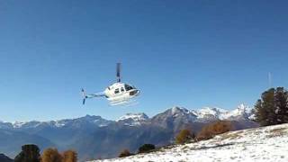 preview picture of video 'BELL  206B Jet Ranger III - HB XYA - Landing and takeoff -Tracouet -Valais Switzerland - 22.10.2011'