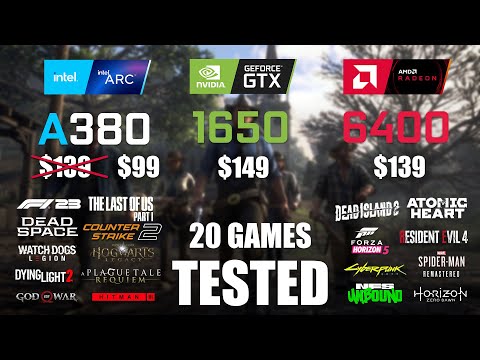 GTX 1650 4GB vs ARC A380 6GB vs RX 6400 4GB | i5 -13600K | 1080p - 20 Games Tested
