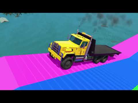 Funny Cars vs Portal Trap and Slide Color - Cars vs Trains vs Rails - BeamNG.Drive