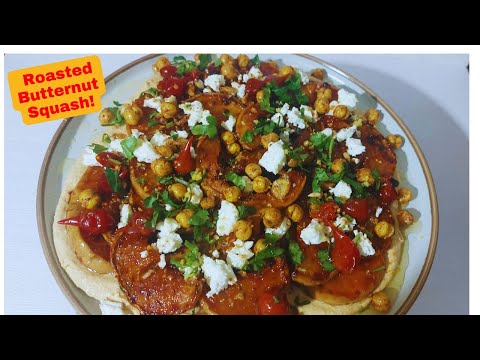 How To Make: Roasted Butternut Squash With Gochujang-Miso Glaze On A Creamy Feta-Chickpea Dip😋