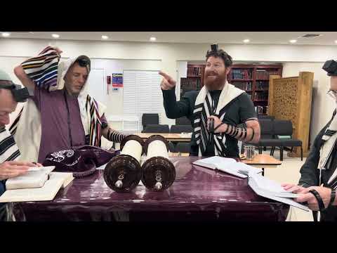 Torah reading at synagogue during morning services