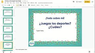 Spanish All About Me Digital Task Slides