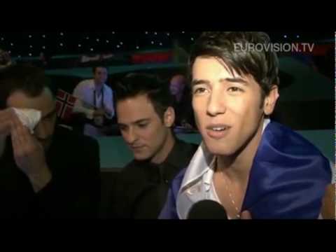 Harel Skaat in the greenroom after the final