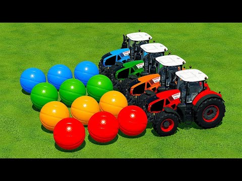 CLAAS TRACTORS vs COLORED BASKETBALLS - Farming Simulator 22 | #beamng bus