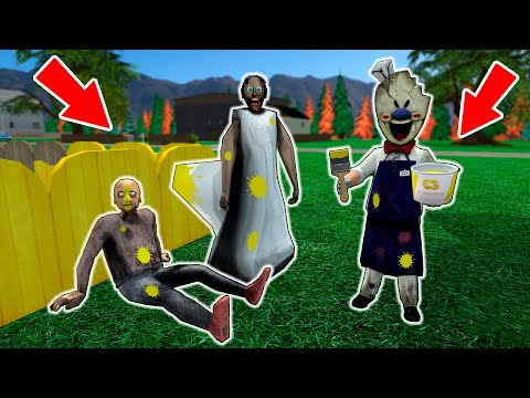 Granny vs Grandpa vs Ice Scream vs fence in paint - funny horror animation parody (p.162)