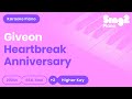 Giveon - HEARTBREAK ANNIVERSARY (Higher Key) Piano Karaoke