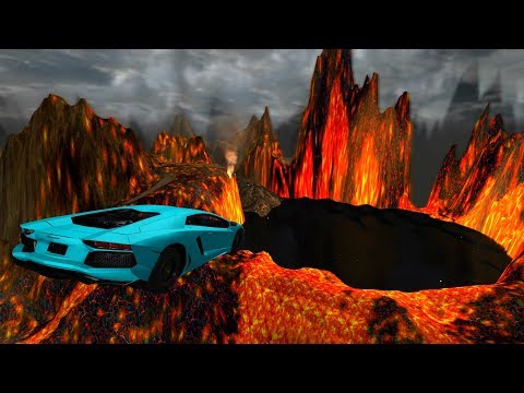 Jumping Crashes Into Oil Volcano - BeamNG drive (Hot Lava)