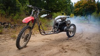 The Snowmobile Powered Scooter Runs + Custom Drive Train 4k