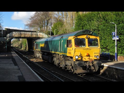 Freightliner 66622 Tunstead - Bredbury Tilcon @ Woodley 13/4/22