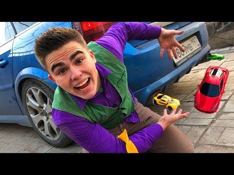 Yellow Man plugged Exhaust Pipe with Toy Cars VS Mr. Joe on Opel Vectra OPC Started Race for Kids Video