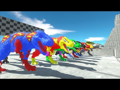 Dc Marvel Superman T-rex vs Teammates Death Run Speed Race Hunting Found Jurassic world evolution 2