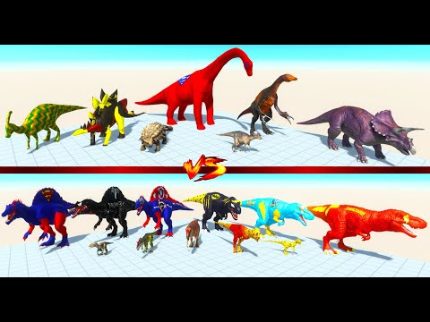 HERBIVORE DINOSAURS vs CARNIVORE DINOSAURS Tournament - Animal Revolt Battle Simulator ARBS
