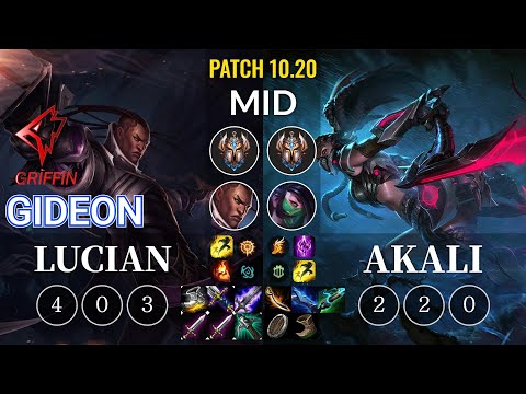 GRF GIDEON Lucian vs Akali Mid - KR Patch 10.20