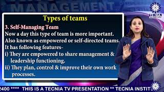 Dr. Nidhi Gupta | Types of Teams | BBA | TIAS| Tecnia TV