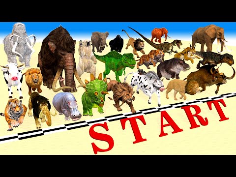 49 Incredible Animals Race vs Dinosaurs vs Prehistoric Mammals Speed Race Run: Who Will Win? ARBS #2