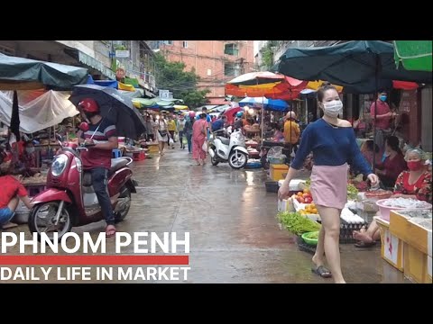 Cambodia daily life in vegetable market Phnom Penh