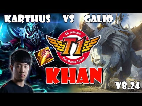 [ SKT T1 Khan ] - Karthus vs Galio Mid - Patch 8.24 KR Ranked - KDA 14/9/11