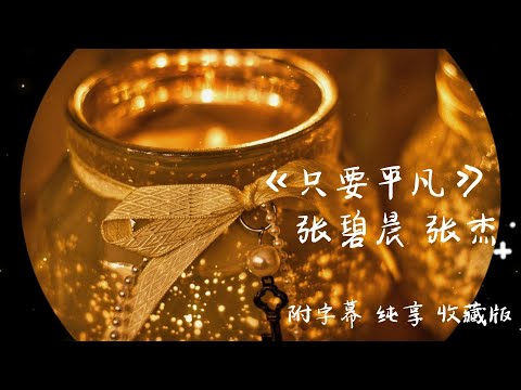《只要平凡》张碧晨&张杰 附动态字幕纯享版//有一天也许会走远 也许还能再相见，无论在人群在天边 让我再看清你的脸// 疗伤治愈系音乐