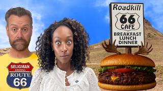 Brits Try Elk Burgers At The Roadkill Cafe! On Route 66