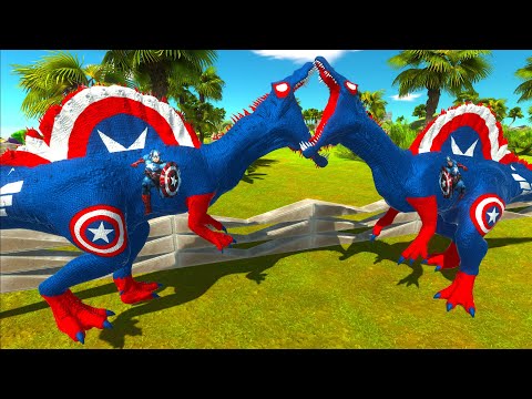 CAPTAIN AMERICA SPINOSAURUS CASTLE DEATH RUN - Animal Revolt Battle Simulator