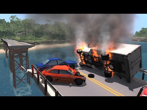 Collapsing Bridge Pileup Crashes 21 | BeamNG.drive