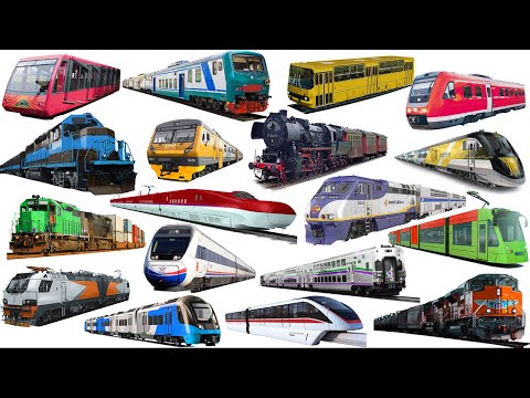 TRAIN and Railway Vehicle | Learn Railway Transport in English | Tram Train, Submarine