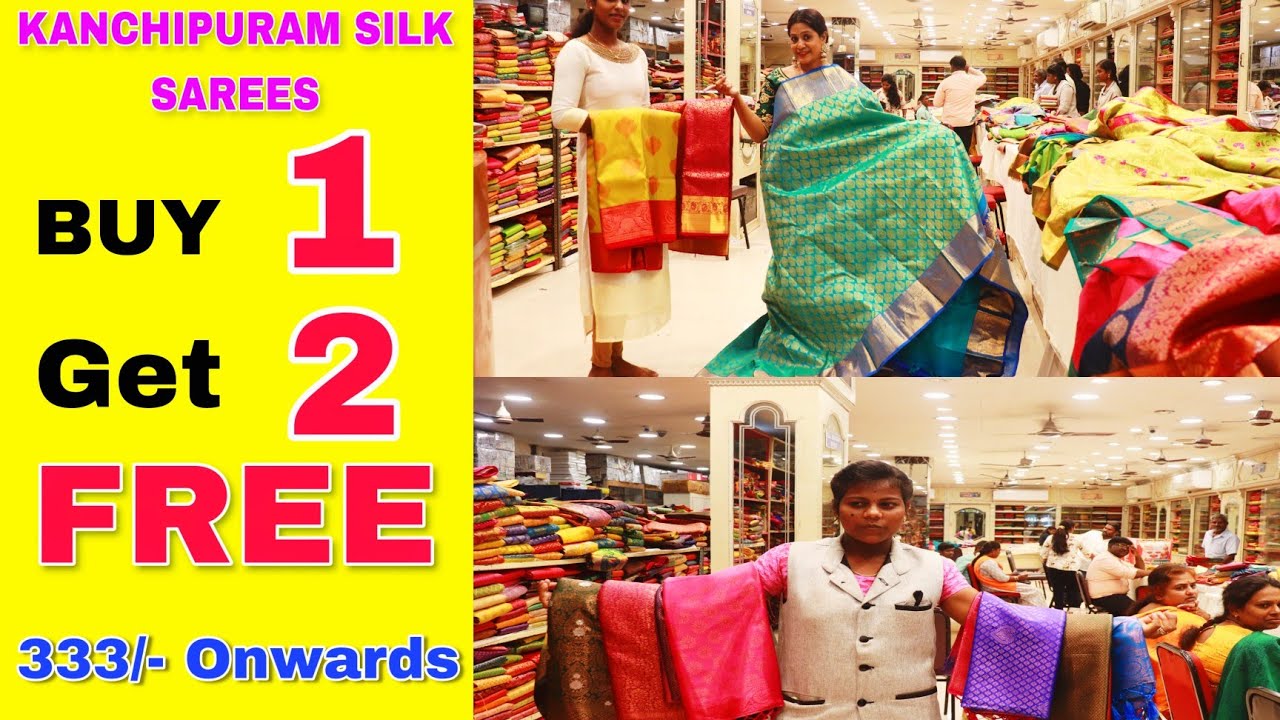 333 Onwards Jalal Silks Kanchipuram Sarees | Buy 1 Get 1 Kanchipuram Silk Summer Offers Jalal Silk