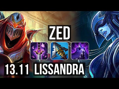 ZED vs LISSANDRA (MID) | 10/0/4, Legendary, 900K mastery | KR Diamond | 13.11
