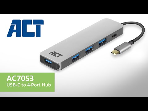 ACT USB-C hub 3.0, 4 poorts, PD pass-through