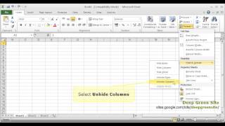 MS Excel 2010 / How to unhide 1st column