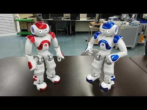 Two robots talking to each other