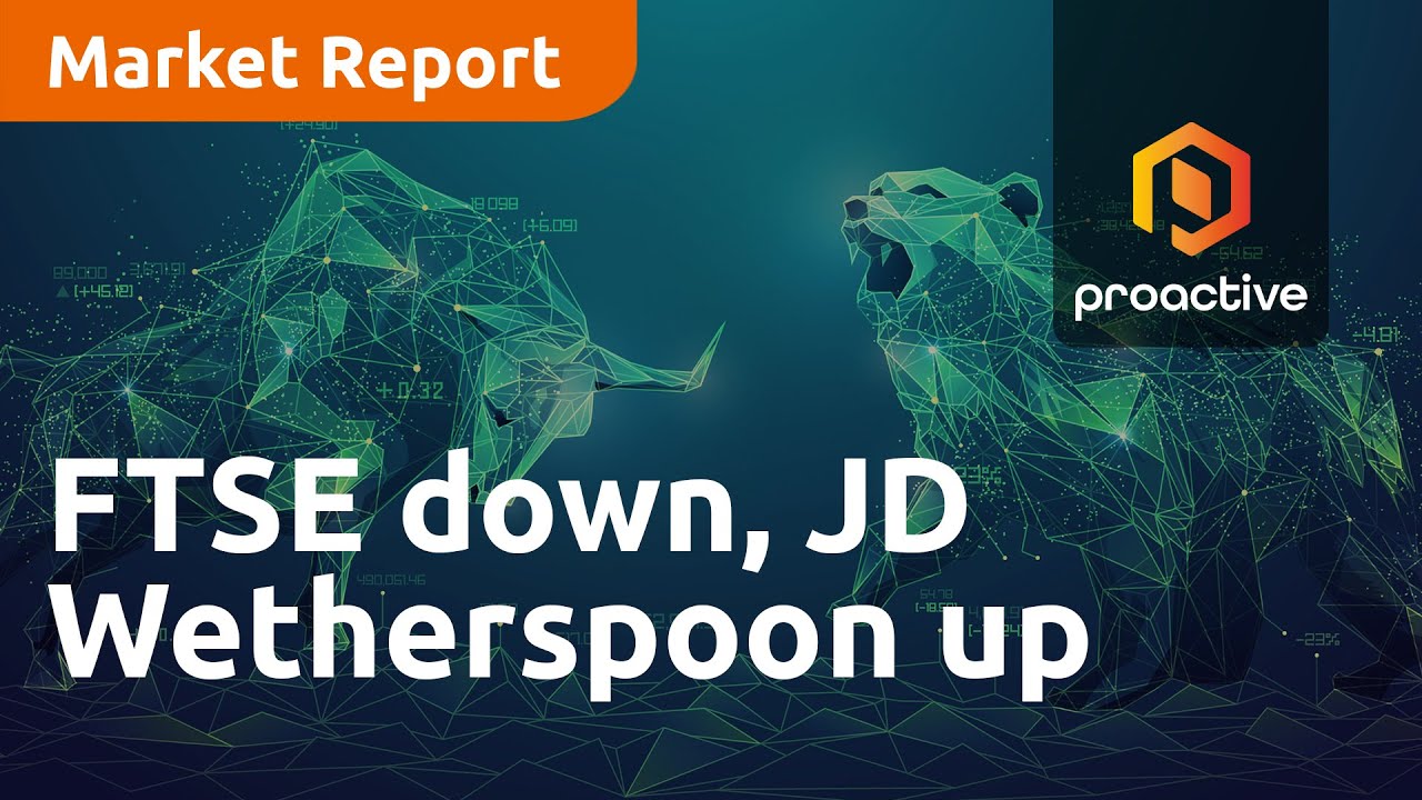 FTSE down, JD Wetherspoon up - Market Report