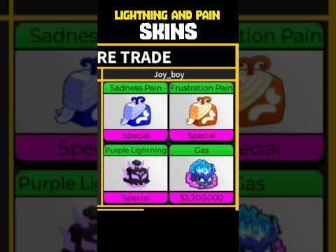 Trading for Lighting and Pains skins with Dragon in Bloxfruits
