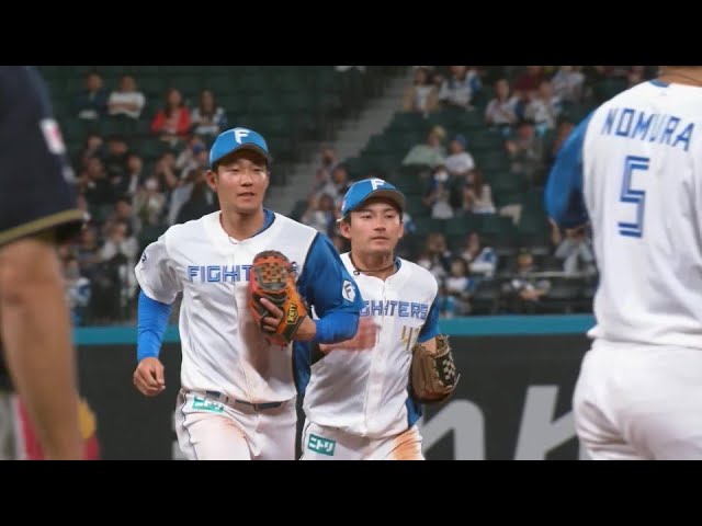 【9回表】ファイターズ・石井一成・水野達稀 二遊間のファインプレーでゲッツーに!!  2024年5月23日 北海道日本ハムファイターズ 対 オリックス・バファローズ