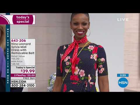 Nina Leonard Sylvia Midi Dress with Removable Belt