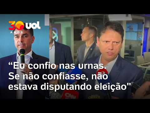 Após declaração de Flávio, Tarcísio afirma que confia nas urnas eletrônicas