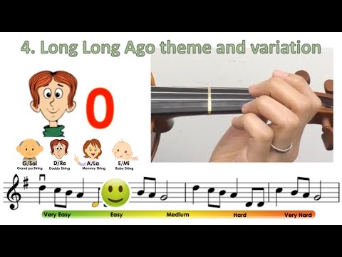 Long Long ago in G theme and variation | Suzuki Violin book 2 | Notes & finger pattern tutorial