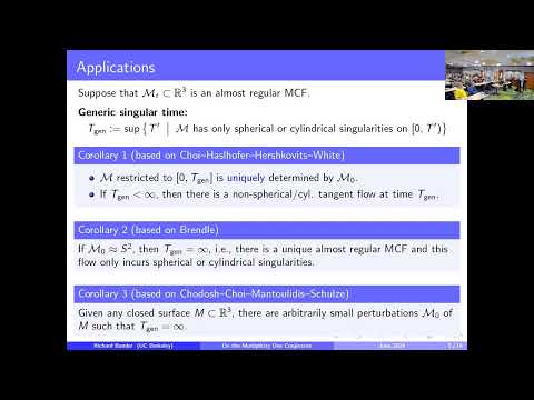 Richard BAMLER   Mean curvature flow in R^3 and the Multiplicity One Conjecture, I