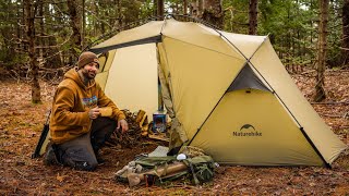 Hot Tent Camping With My Dog In The Forest