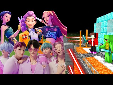 Rumi , Mira , Zoey Kpop Demon Hunter vs Security House in Minecraft Maizen JJ and Mikey - Challenge
